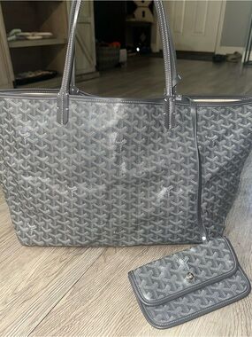 Goyard Grey Goyardine Reversible St. Louis Tote with Pouch